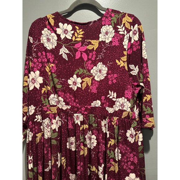 Torrid Women’s Size 2 Burgundy Floral Dress Plus Size Romantic Y2K Style Cottage - Picture 8 of 8